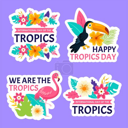 Tropics Day Label Flat Cartoon Hand Drawn Templates Background Illustration
