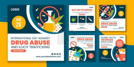 Drug Abuse and Trafficking Social Media Post Cartoon Hand Drawn Templates Background Illustration
