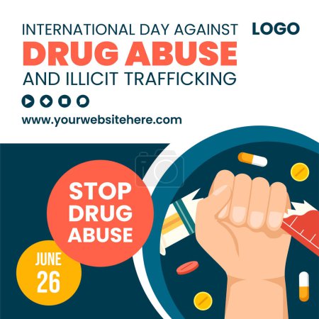Drogenmissbrauch und Menschenhandel Social Media Illustration Handgezeichnete flache Karikaturen Vorlagen Hintergrund