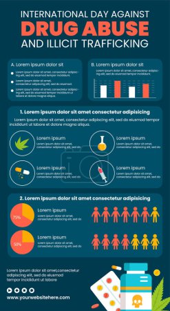 Drug Abuse and Trafficking Infographic Cartoon Templates Background Illustration