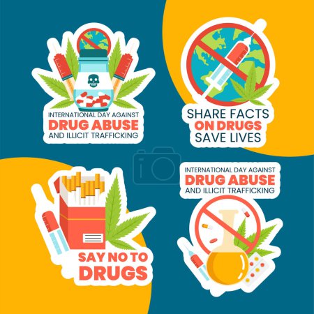 Drogenmissbrauch und Schmuggel-Etikett flache Karikatur handgezeichnete Vorlagen Hintergrundillustration