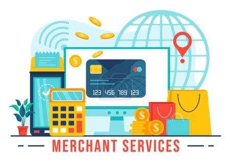 Illustration for Merchant Service Vector Illustration of Digital Marketing Strategy with People Referral Business and Earn Money Online in Flat Cartoon Background - Royalty Free Image