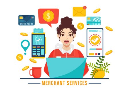 Merchant Service Vector Illustration of Digital Marketing Strategy with People Referral Business and Earn Money Online in Flat Cartoon Background