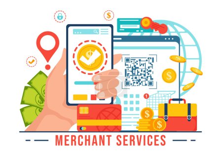 Merchant Service Vector Illustration of Digital Marketing Strategy with People Referral Business and Earn Money Online in Flat Cartoon Background