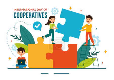 International Day of Cooperatives Vector Illustration on 6 July with People to the Complementary Goals of the United Nations in Flat Background