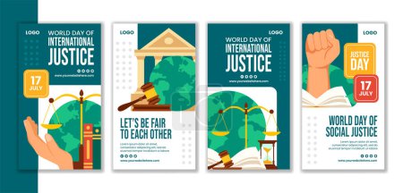 Day of Social Justice Social Media Stories Flat Cartoon Hand Drawn Templates Background Illustration