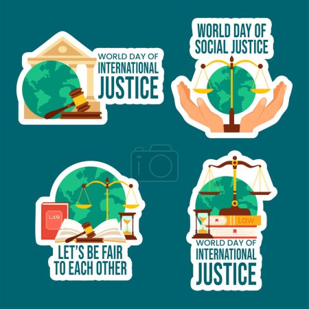 Day of Social Justice Label Flat Cartoon Hand Drawn Templates Background Illustration