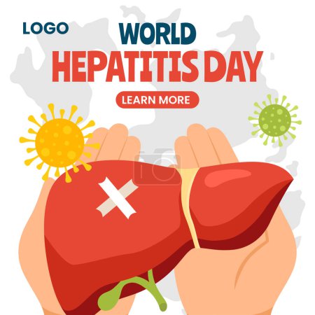 Illustration for Hepatitis Day Social Media Illustration Flat Cartoon Hand Drawn Templates Background - Royalty Free Image