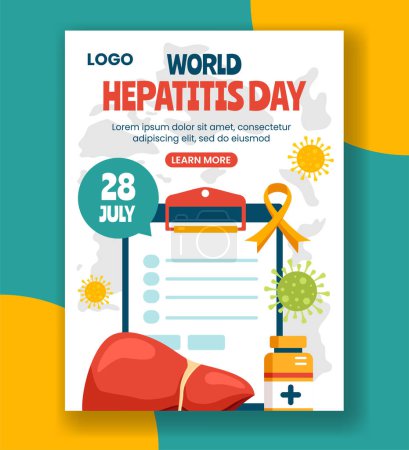 Illustration for Hepatitis Day Vertical Poster Flat Cartoon Hand Drawn Templates Background Illustration - Royalty Free Image