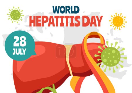 Illustration for Hepatitis Day Social Media Background Flat Cartoon Hand Drawn Templates Illustration - Royalty Free Image