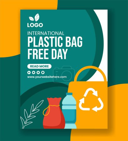 Plastic Bag Free Day Vertical Poster Flat Cartoon Hand Drawn Templates Background Illustration