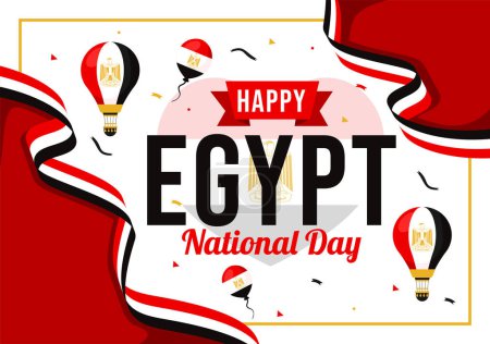 Happy Egypt Revolution Day Vector Illustration on July 23 with Waving Flag and Ribbon in National Holiday Flat Cartoon Background Design