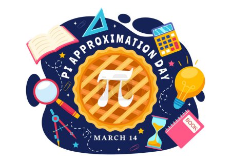 Pi Approximation Day Vektorillustration am 22. Juli mit mathematischen Konstanten, griechischen Buchstaben oder gebackenem süßen Kuchen im flachen Cartoon-Hintergrund