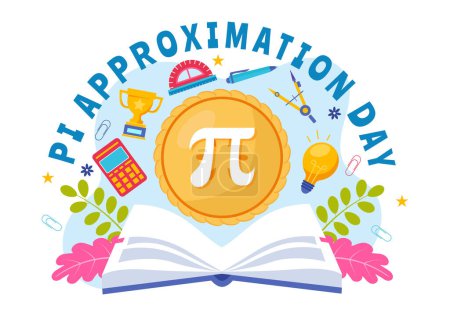 Illustration for Pi Approximation Day Vector Illustration on July 22 with Mathematical Constants, Greek Letters or Baked Sweet Pie in Flat Cartoon Background - Royalty Free Image