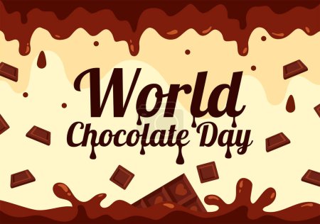 World Chocolate Day Celebration Vector Illustration on 7 July with Melted Chocolates and Cake in Flat Cartoon Background Design