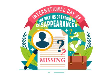 Internationaler Tag der Opfer von Verschwindenlassen Vektor-Illustration am 30. August mit vermisster Person oder Vermissten im flachen Hintergrund