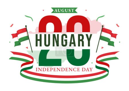 Happy Hungary Independence Day Vector Illustration featuring the Hungarian Waving Flag Background for National Holiday Flat Style Cartoon Background