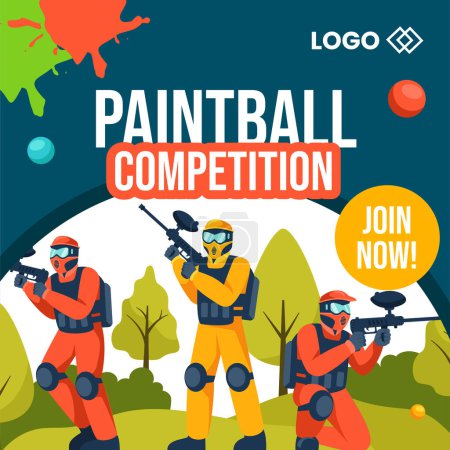 Paintball Game Social Media Illustration Flat Cartoon Hand Drawn Templates Background