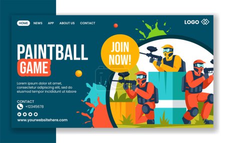 Paintball Game Social Media Landing Page Cartoon Hand Drawn Templates Background Illustration