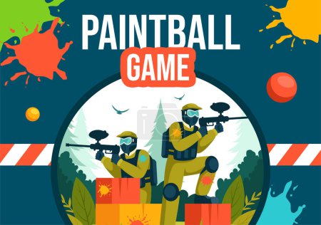 Paintball Game Social Media Background Flat Cartoon Hand Drawn Templates Illustration