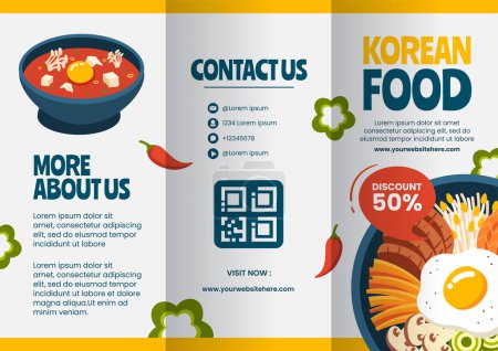 Korean Food Brochure Cartoon Hand Drawn Templates Background Illustration