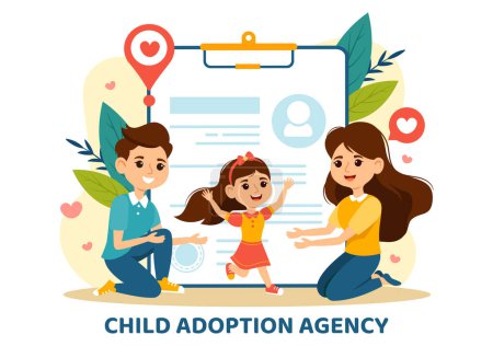 Child Adoption Agency Vector Illustration to Taking Kids to Be Raised and Educated with Love and Affection in a Flat Style Cartoon Background