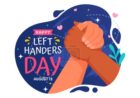 Happy Left Handers Day Celebration Vector Illustration with Raising Awareness of Pride in Being Left Handed in Flat Style Cartoon Background