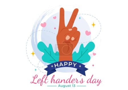 Happy Left Handers Day Celebration Vector Illustration with Raising Awareness of Pride in Being Left Handed in Flat Style Cartoon Background