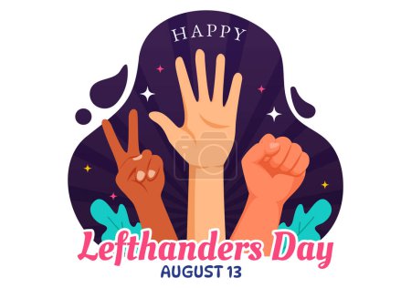 Glückliche Linkshänder feiern den Tag der Vektor-Illustration mit zunehmendem Bewusstsein für den Stolz, Linkshänder im flachen Cartoon-Hintergrund zu sein