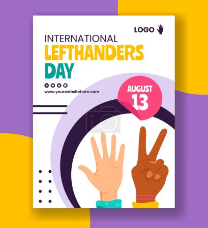 Left Handers Day Vertical Poster Flat Cartoon Hand Drawn Templates Background Illustration
