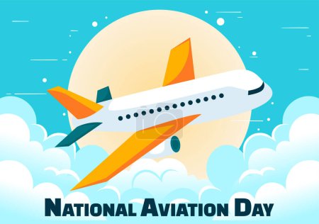 Illustration vectorielle pour la Journée nationale de l'aviation mettant en vedette un avion et un fond bleu ciel pour la première célébration réussie d'un avion et d'un vol contrôlé