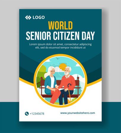Senior Citizen Day Vertical Poster Flat Cartoon Hand Drawn Templates Background Illustration