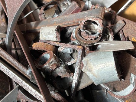 Old and rust Scrap irons plenty on floor,used metal,piled together in rubbish,prepare for recycle