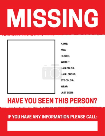 Téléchargez les illustrations : Missing Person Poster Templat - en licence libre de droit