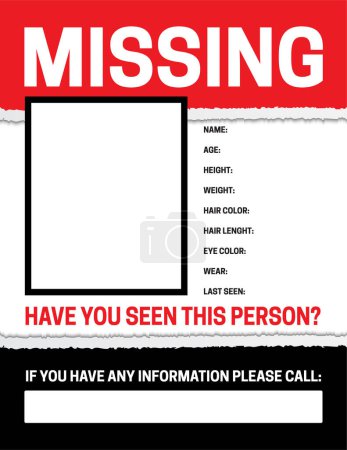 Téléchargez les illustrations : Missing Person Poster Templat - en licence libre de droit