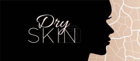 Illustration for Dry Face Skin Black Background Illustration Design - Royalty Free Image