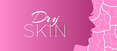 Illustration for Dry Face Skin Pink Background Illustration Design - Royalty Free Image