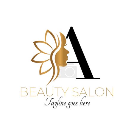 Ein Brief Initial Beauty Brand Logo Design in Schwarz und Gold 