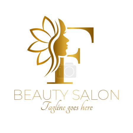 Gold F Letter Initial Beauty Brand Logo Design