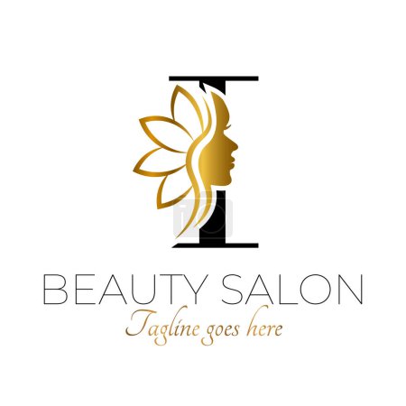 I Letter Initial Beauty Brand Logo Design in Black and Gold 
