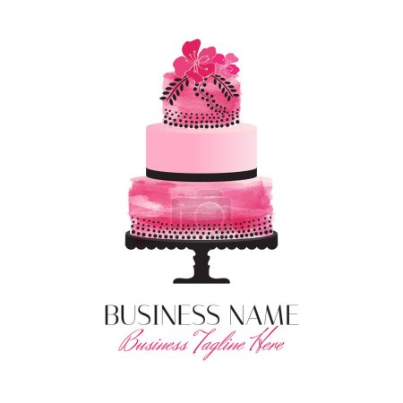 Illustration for Big Pink Cake Logo Design - Royalty Free Image