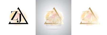 ZJ Letter Initial Brand Logo Design Triangle
