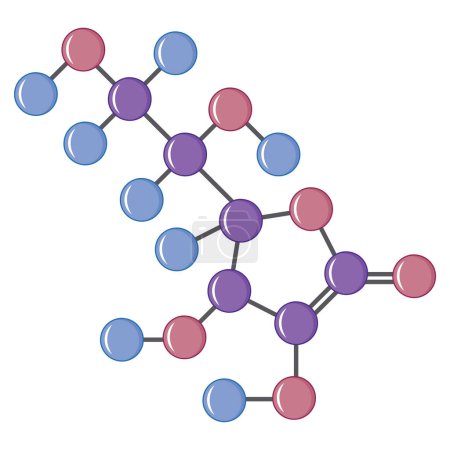 Ilustración de Estructura simple de la molécula de vitamina C - Imagen libre de derechos