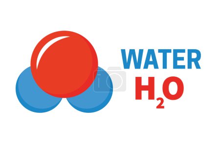 Ilustración de Ilustración de la estructura química atómica de la molécula de agua H2O - Imagen libre de derechos