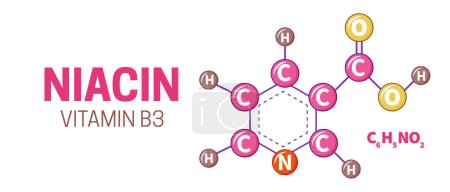 Illustration de molécules de vitamine B3 niacine