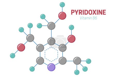 Piridoxina Vitamina B6 Estructura molecular Fórmula Ilustración