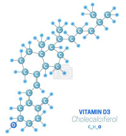 Ilustración de Componentes químicos de la molécula de la vitamina del colecalciferol D3 - Imagen libre de derechos