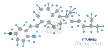 Ilustración de Colecalciferol D3 Vitamina Moléculas y Átomos - Imagen libre de derechos