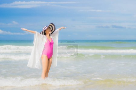 Photo for Portrait beautiful young asian woman relax smile around beach sea ocean in holiday vacation travel trip - Royalty Free Image