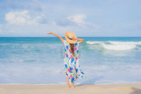 Photo for Portrait beautiful young asian woman relax smile around beach sea ocean in holiday vacation - Royalty Free Image